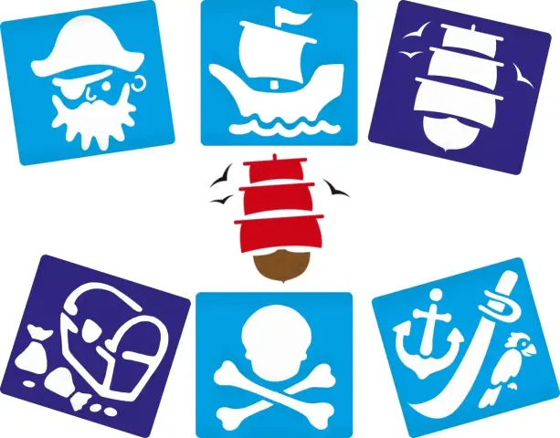 Imagen PACK DE 6 PLANTILLAS PLASTICO PIRATAS. 