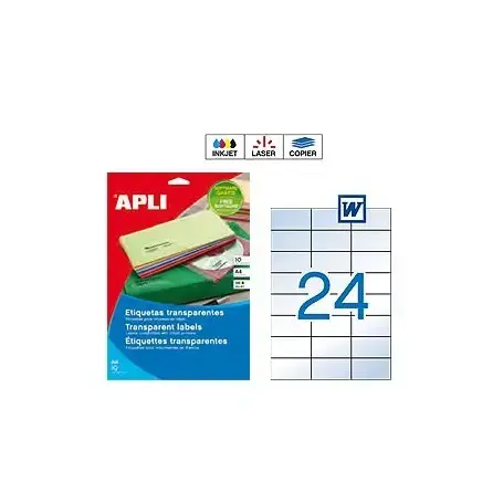 Imagen ETIQUETAS ADHESIVAS 70X37 TRANSPARENTES. APLI