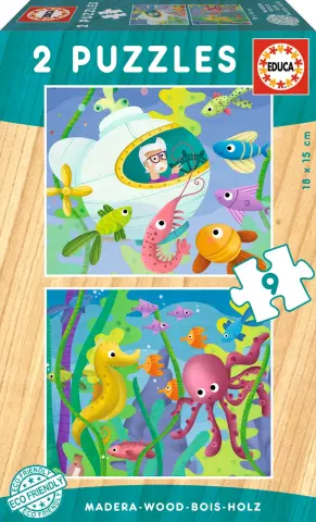 Imagen PUZZLES ANIMALES MARINOS 2X9 PZAS. EDUCA 