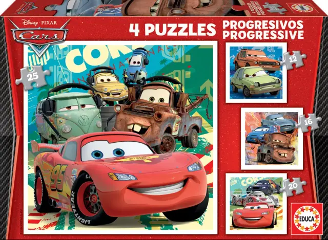 Imagen SET 4 PUZZLES CARS PROGRESIVOS 12,16,20 Y 25 PZAS. 