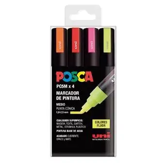 Imagen PACK 4 ROTULADORES FLOR POSCA PC-5M