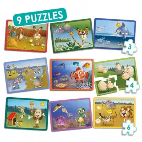 Imagen PACK 9 PUZZLES PROGRESIVOS DE ANIMALES