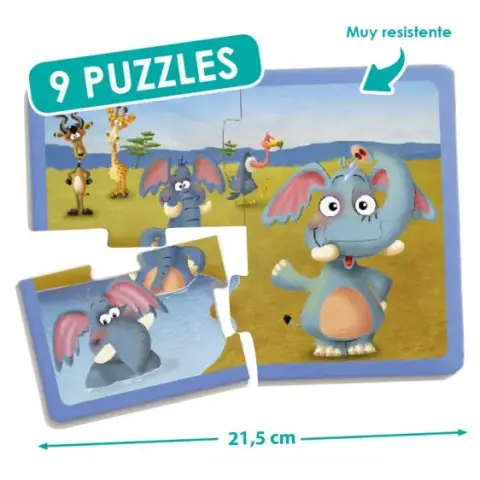 Imagen PACK 9 PUZZLES PROGRESIVOS DE ANIMALES 2