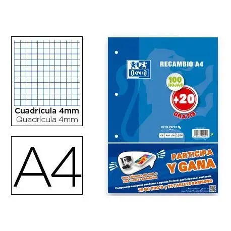 Imagen RECAMBIO A4 100H. 90GR. 4X4MM. OXFORD 