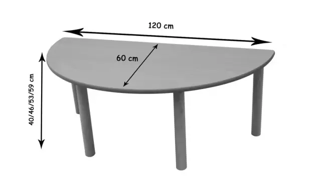 Imagen MESA SEMIREDONDA 120 x 60 cm 2