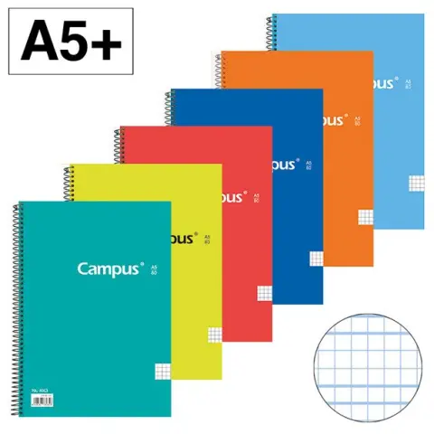 Imagen CUADERNO 4 4 MM TAPA DURA. 80 H. 70 GR. CAMPUS