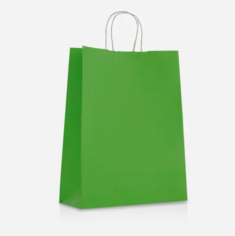 Imagen BOLSA PAPEL KRAFT VERDE 40 x 32 x 14 cm