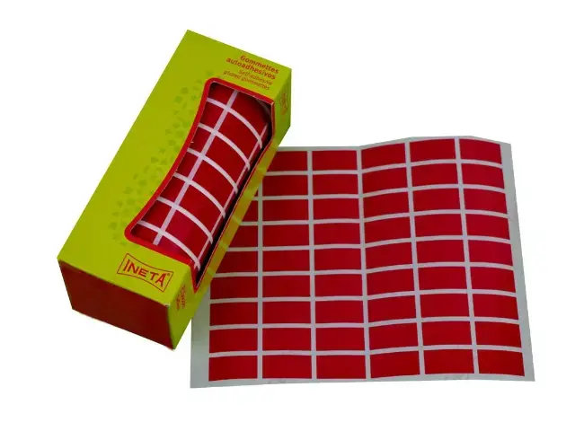 Imagen ROLLO GOMETS RECTANGULO 21X10 MM ROJO. INETA