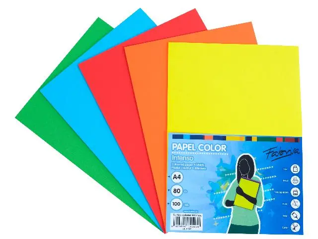 Imagen PAPEL A4 80G. 5 COLORES INTENSOS 100 HOJAS