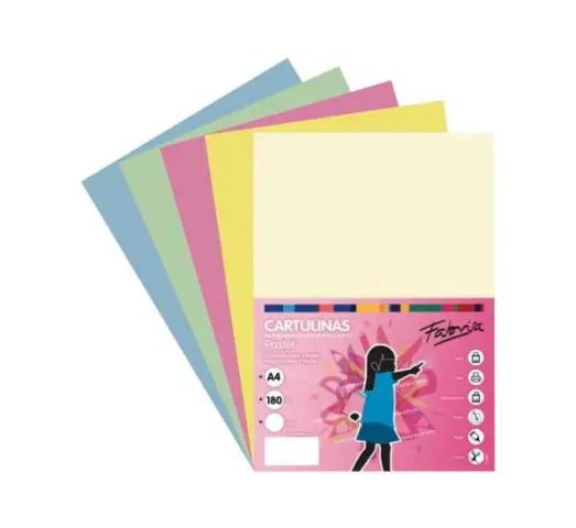 Imagen CARTULINAS A4 COLORES PASTEL SURTIDAS C/50. FBS