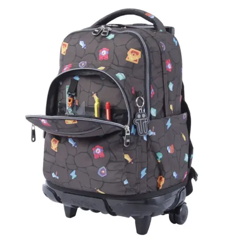 Imagen MOCHILA ESCOLAR CON RUEDAS ESTAMPADO VIDEOJUEGO. RENGLONES 6