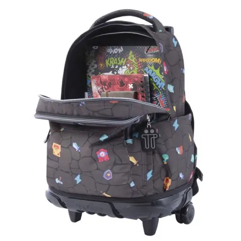 Imagen MOCHILA ESCOLAR CON RUEDAS ESTAMPADO VIDEOJUEGO. RENGLONES 7