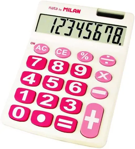 Imagen CALCULADORA BLANCA 8 DIGITOS TECLAS GRANDES. MILAN