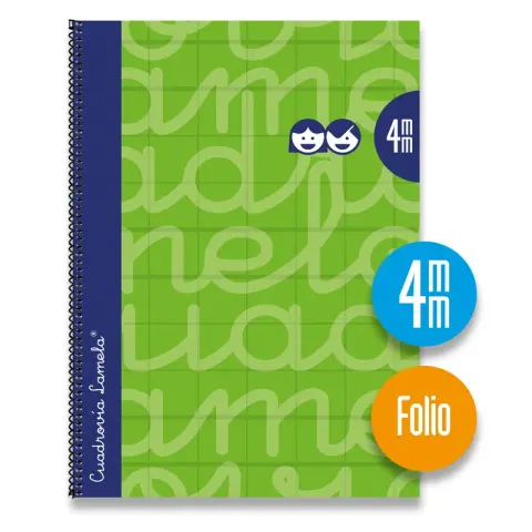 Imagen CUADERNO F 4 MM TAPA DURA VERDE. LAMELA