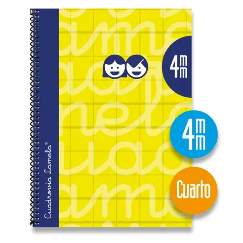 Imagen CUADERNO 4 4 MM TAPA DURA AMARILLO. LAMELA