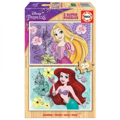 Imagen PUZZLE 2X25 PZAS MADERA. PRINCESAS DISNEY 