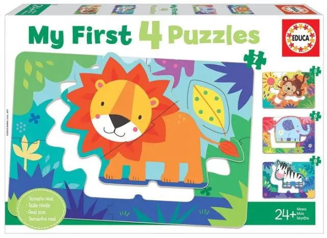 Imagen SET 4 PUZZLES PROGRESIVOS 5, 6, 7 Y 8 PZAS. ANIMALES SELVA