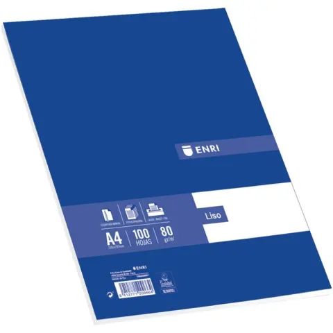 Imagen PAPEL LISO 100 HOJAS 80 GR. ENRI