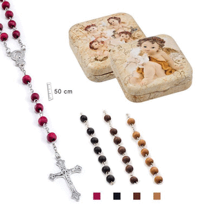 Imagen ROSARIO MADERA EN LATA DE ANGELES SURTIDOS 
