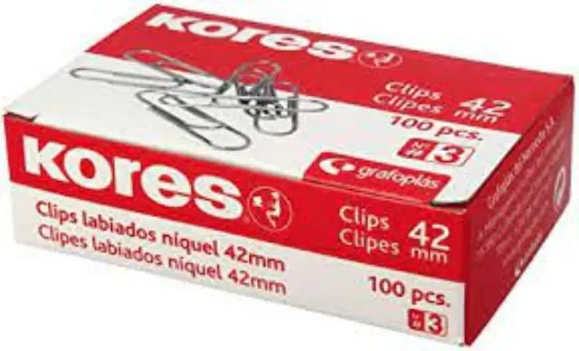 Imagen CLIPS LABIADOS NIQUELADOS N 3 42MM C/100. KORES