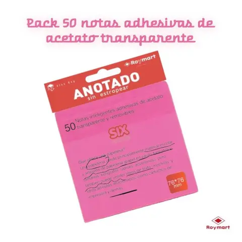 Imagen NOTA ADHESIVA ACETATO ROSA TRANSPARENTE 