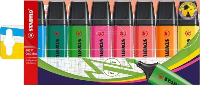 Imagen ESTUCHE 8 SUBRAYADOR STABILO BOSS 