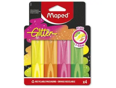 Imagen SUBRAYADOR FLOR GLITTER PACK 4. MAPED
