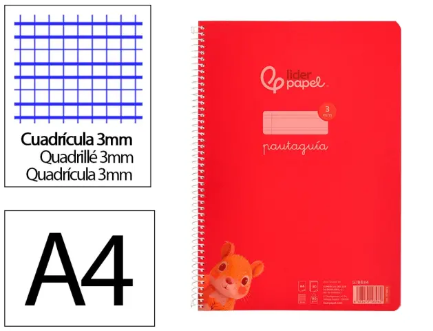 Imagen CUADERNO F  3MM TAPA PP ROJA. PAUTAGUA LIDERPAPEL