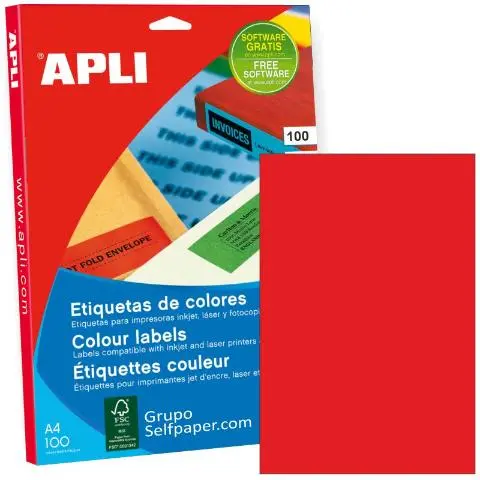 Imagen ETIQUETAS ADHESIVAS ROJA 210X297 C/100. APLI