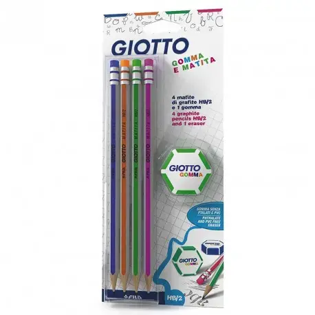 Imagen BLISTER 4 LPICES CON GOMA MATITA. GIOTTO