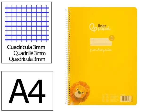 Imagen CUADERNO F 3MM TAPA PP AMARILLA. PAUTAGUA LIDERPAPEL