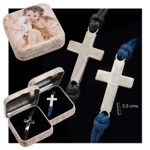 Imagen PULSERA CRUZ PLATEADA COLORES SURTIDOS 