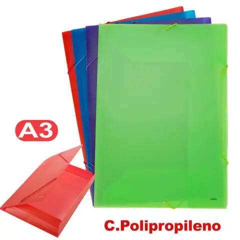 Imagen CARPETA SOLAPAS GOMAS A3 PP SURTIDO