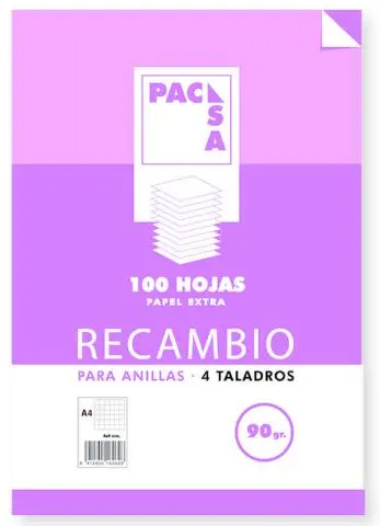 Imagen RECAMBIO F 4MM 90 GR. 100 HOJAS. PACSA