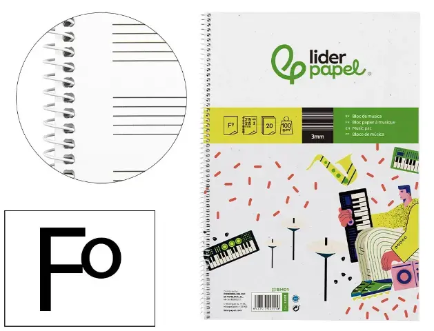Imagen BLOC DE MSICA F PENTAGRAMA 3MM. LIDERPAPEL