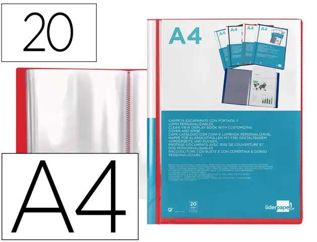 Imagen CARPETA 20 FUNDAS PORTADA PERSONALIZABLE. LIDERPAPEL 