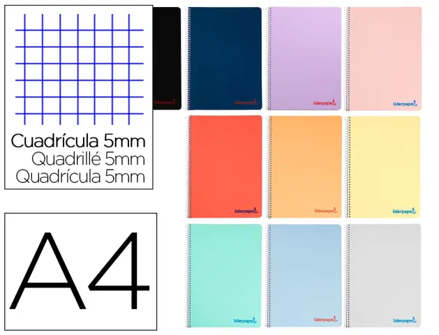 Imagen CUADERNO F CUADRO 5MM TAPA PP. LIDERPAPEL