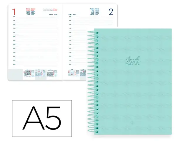 Imagen AGENDA ESPIRAL  PERISSA A5 D/P VERDE PASTEL 