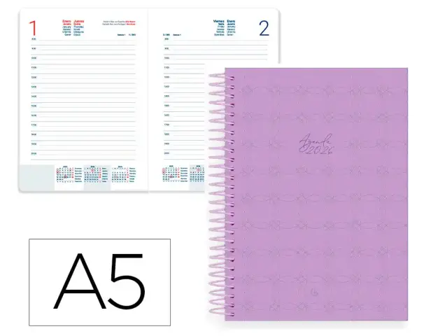 Imagen AGENDA ESPIRAL  PERISSA A5 D/P MORADA PASTEL 