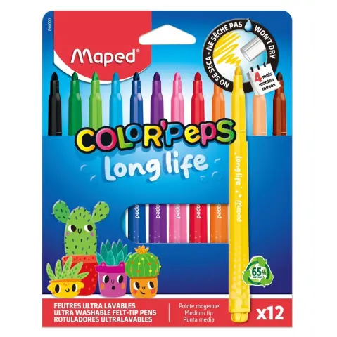 Imagen ROTULADOR MAPED LONG LIFE 12 COLORES SURTIDOS 