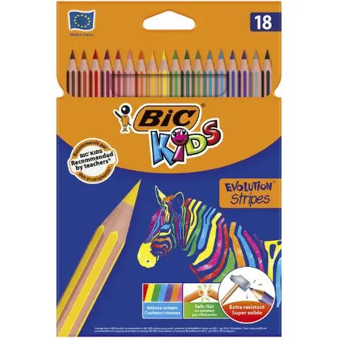 Imagen LAPICES DE COLORES BIC EVOLUTION STRIPES C/18